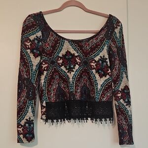 Bohemian Paisley Lace Trim Top